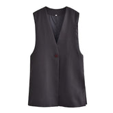 Veste gilet à dos uni avec décoration